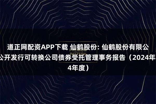 道正网配资APP下载 仙鹤股份: 仙鹤股份有限公司公开发行可转换公司债券受托管理事务报告（2024年度）